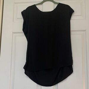 Daniel Rainn Sheer Black Cap-Sleeve Tunic Top Size M